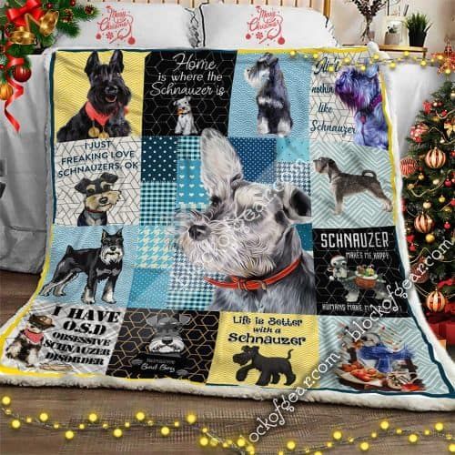 Love Miniature Schnauzer Dog Sherpa Fleece Blanket