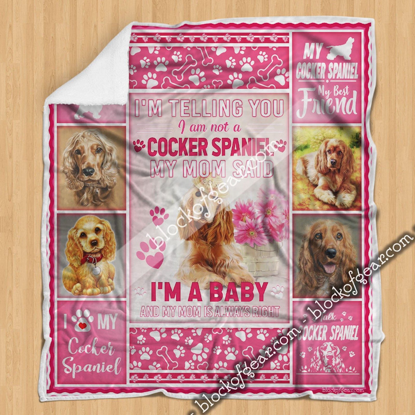 Love My Cocker Spaniel Dog Sherpa Fleece Blanket