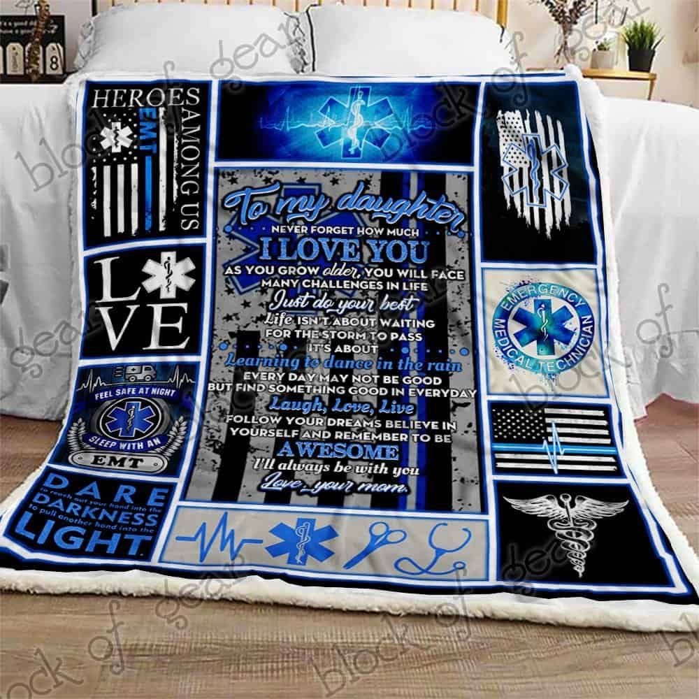 Love My EMT Daughter Sherpa Fleece Blanket