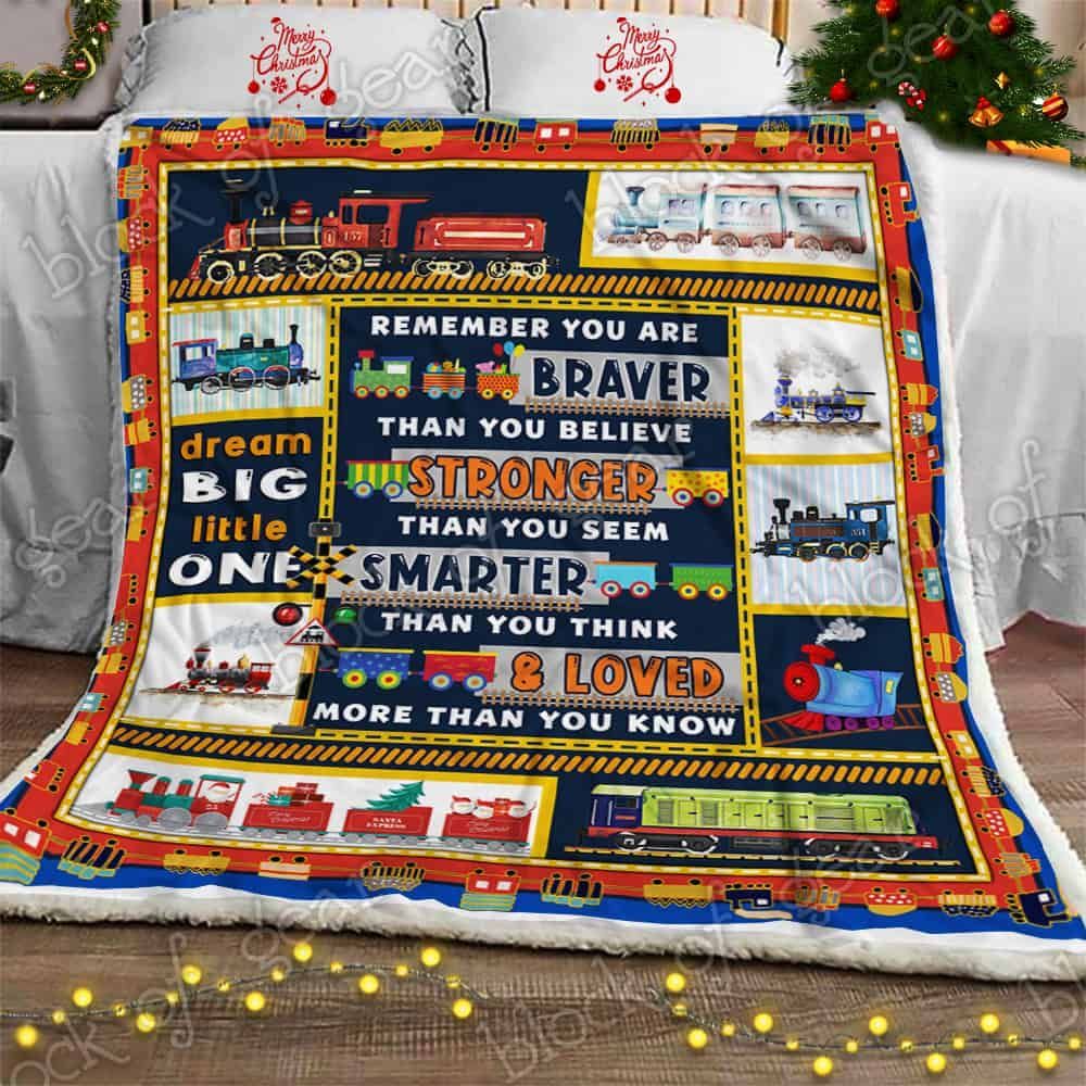 Love My Little One Train Fleece Blanket