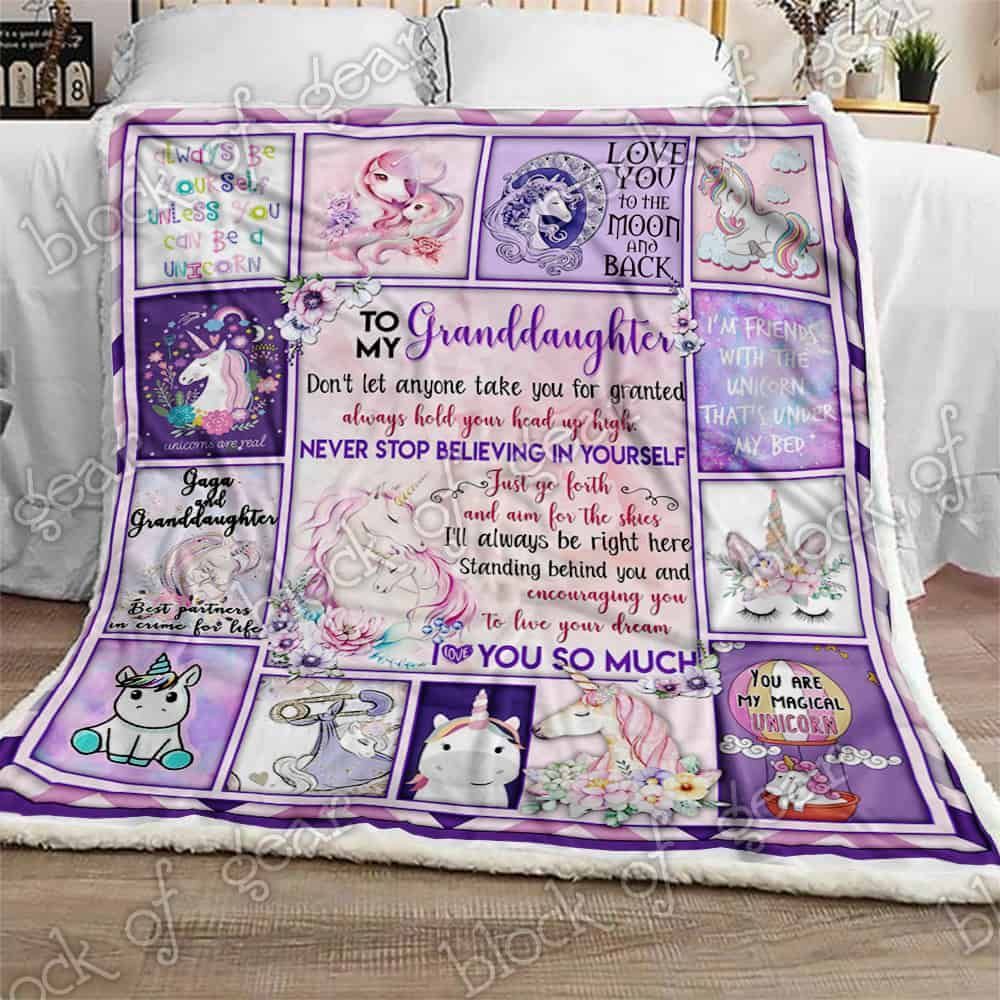 Love My Unicorn Granddaughter Gaga Fleece Blanket
