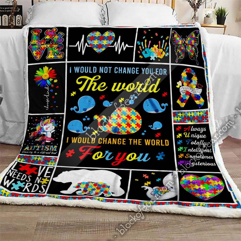 Love Needs No Words Autism Sherpa Fleece Blanket