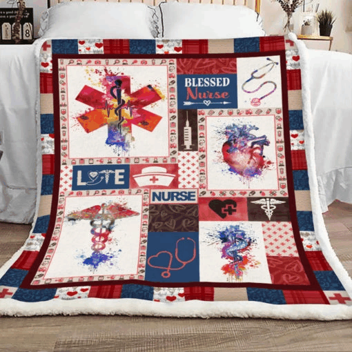 Love Nurse Sherpa Fleece Blanket