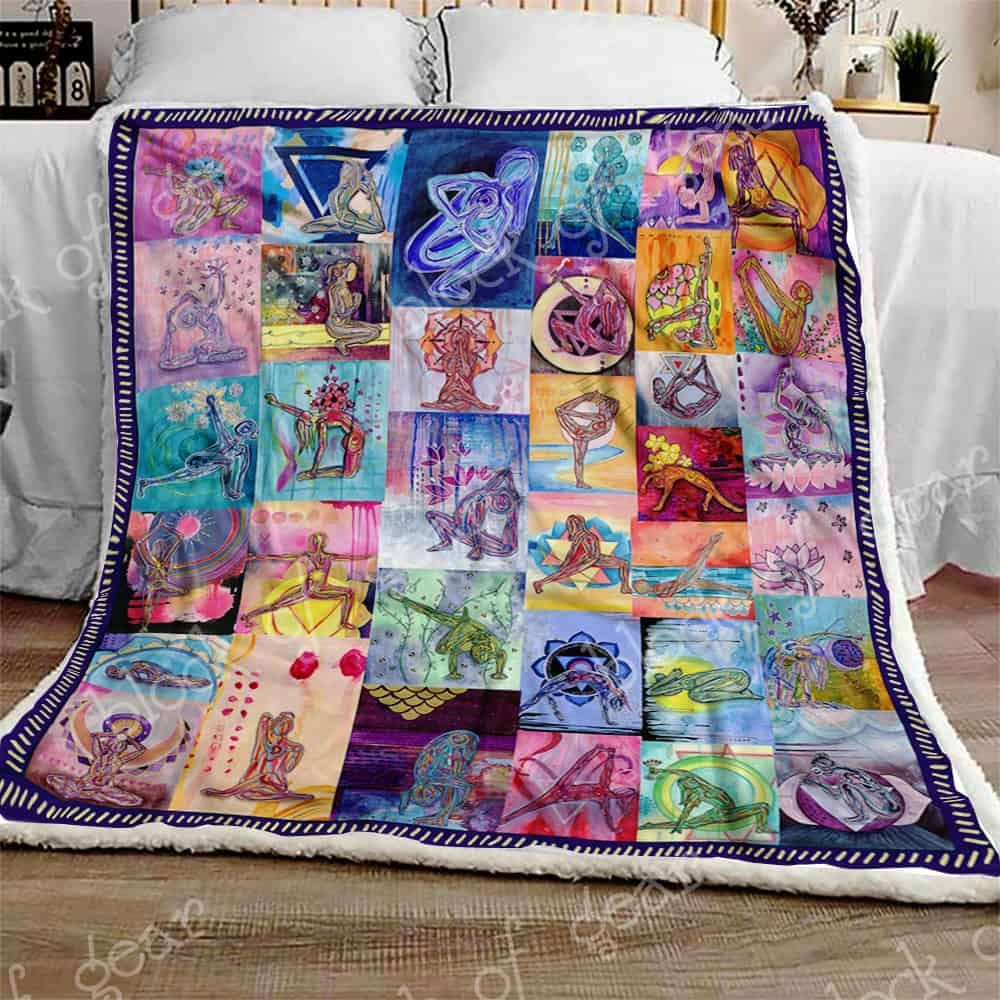 Love Peace and Yoga Fleece Blanket