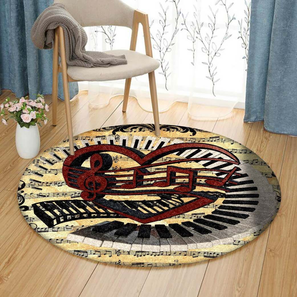 Love Piano Round Carpet