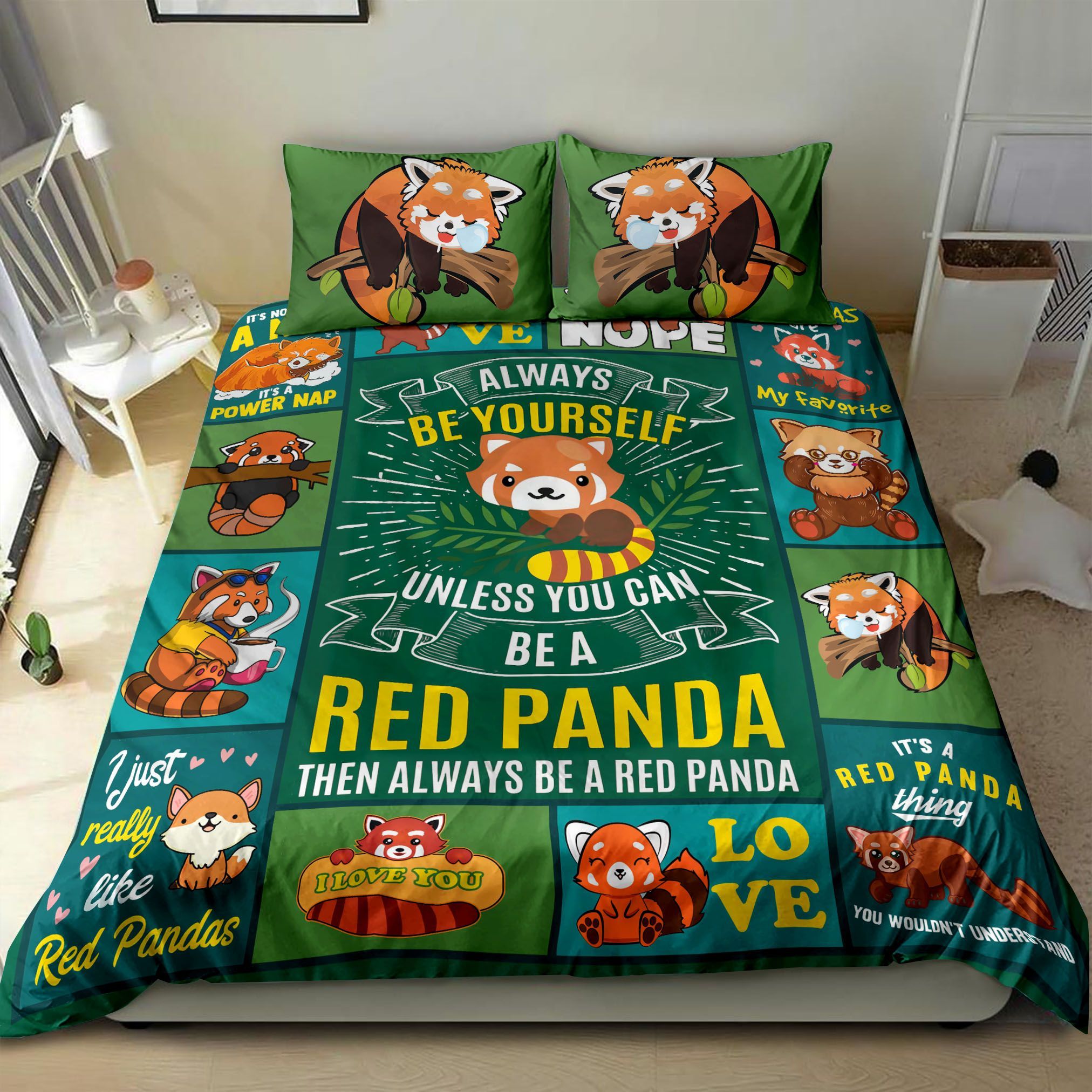 Love Red Panda Bedding Set