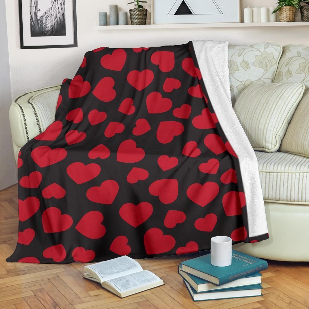 Love Shape Heart Red Pattern Print Design Fleece Blanket