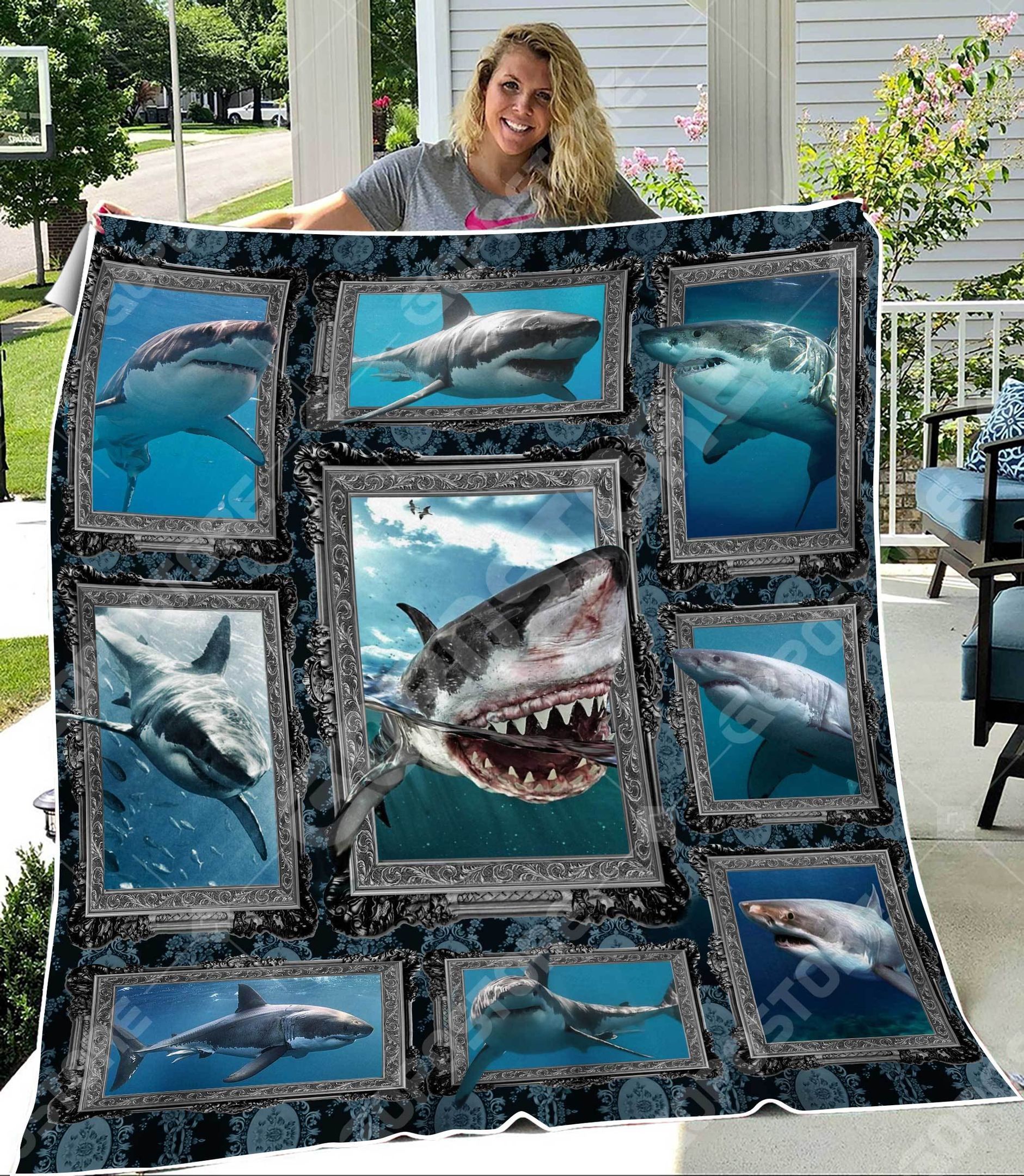 Love Shark Sherpa Fleece Blanket