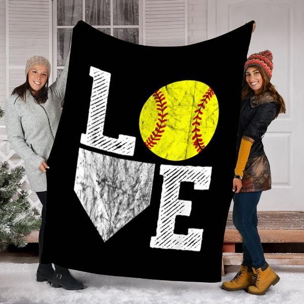 Love Softball Sherpa Fleece Blanket