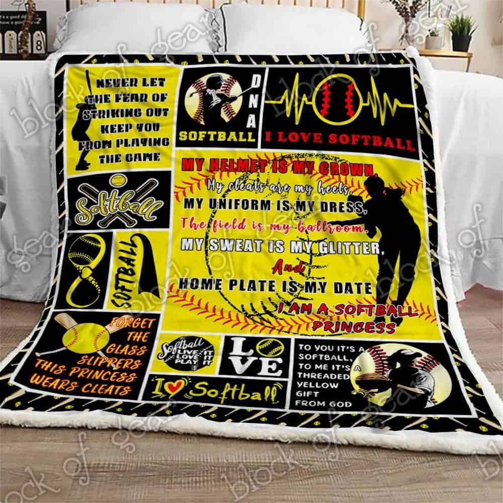 Love Softball Fleece Blanket