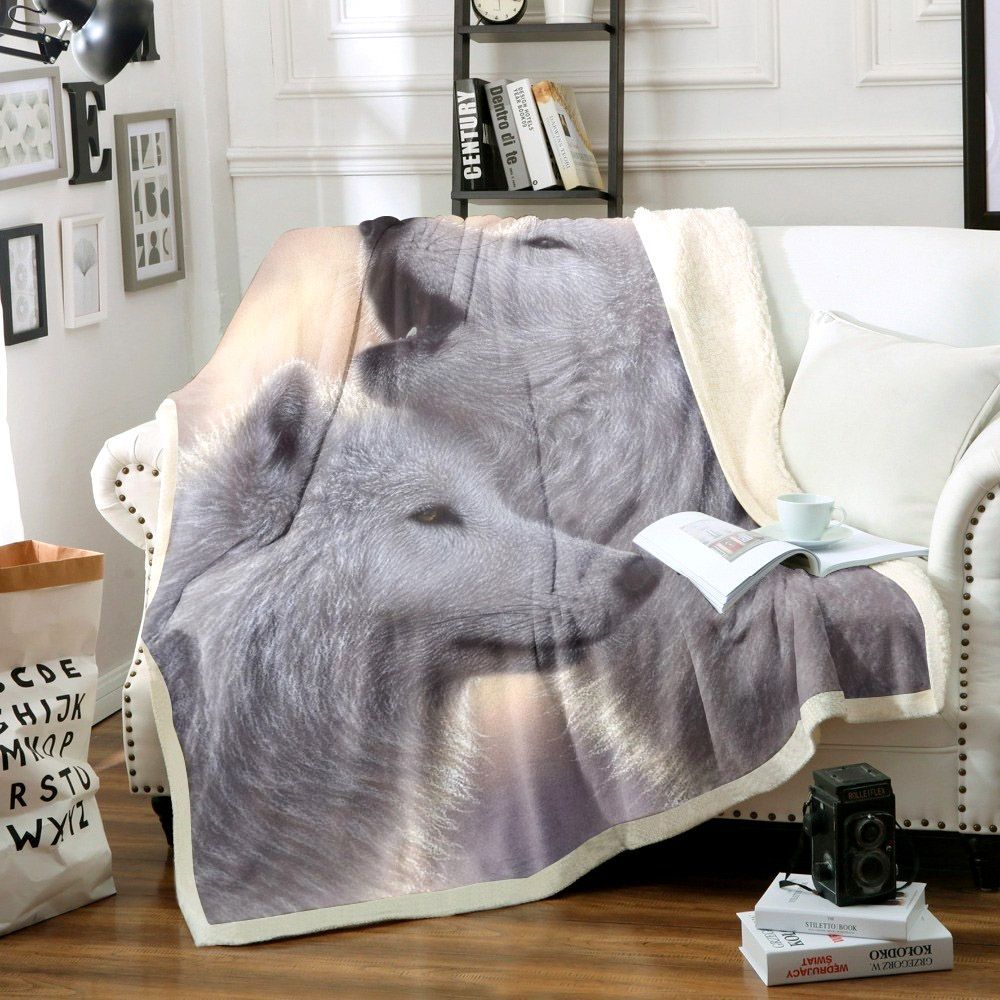 Love Song Wolf Sherpa Fleece Blanket