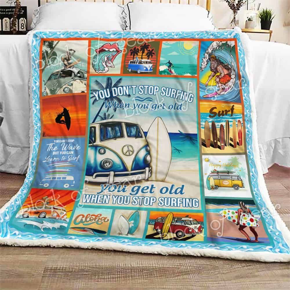 Love Surfing Fleece Blanket