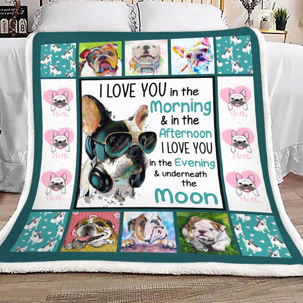 Love The Moon For Farmer Bulldog Fleece Blanket