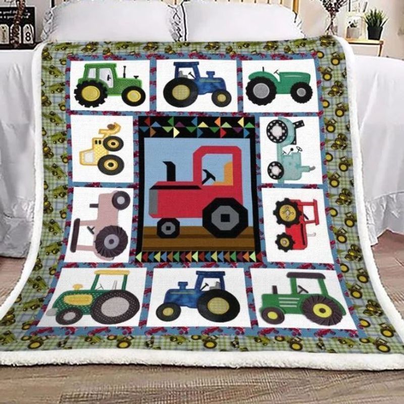 Love Tractor Sherpa Fleece Blanket