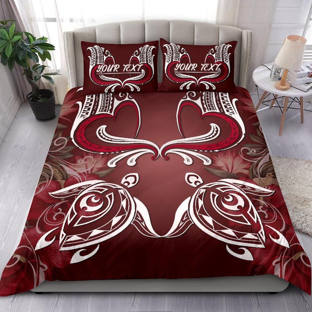 Love Valentines Day Turtle Polynesian Bray Style Bedding Set