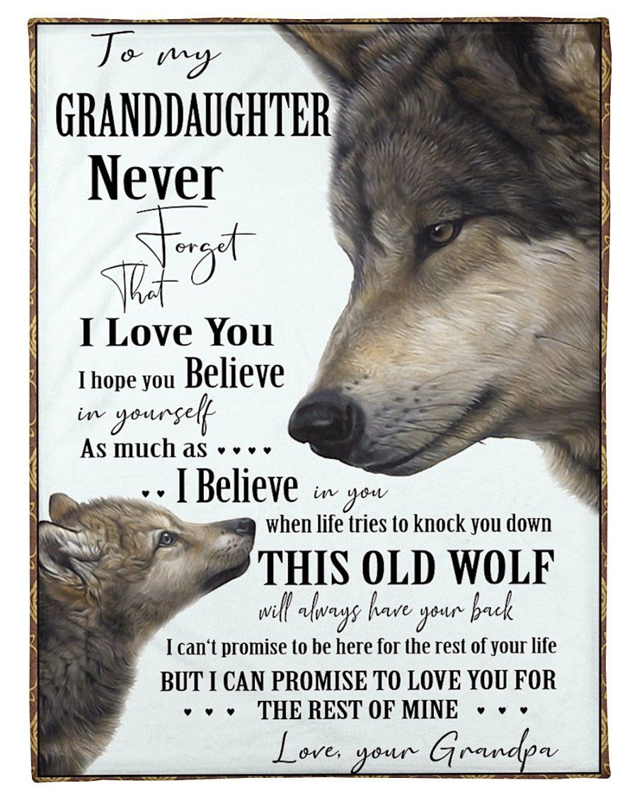 Love You For The Rest Of Mine Grandpa To Granddaughter Wolf Fleece Blanket Fleece Blanket