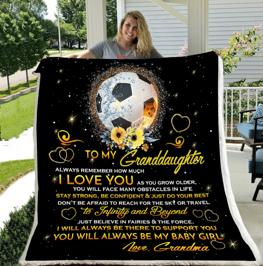 Love You More Than Anything Football Grandma Gift For Granddaughter Fleece Blanket