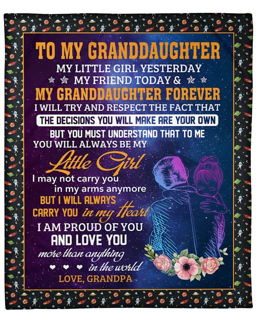 Love You More Than Anything Grandpa To Granddaughter Fleece Blanket Fleece Blanket