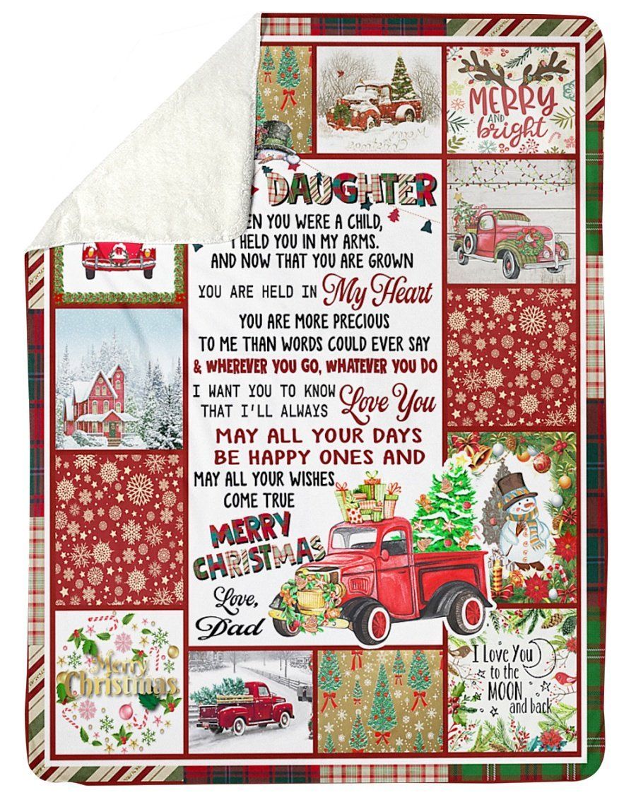Love You To The Moon And Back Christmas Gift For Daughter Fleece Blanket Sherpa Blanket