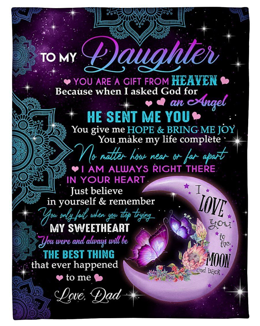 Love You To The Moon And Back Dad To Daughter Fleece Blanket Fleece Blanket