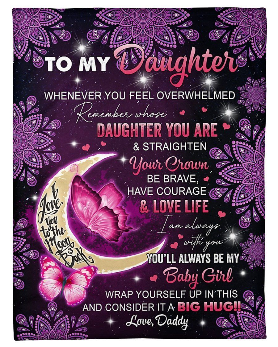 Love You To The Moon And Back Daddy To Daughter Fleece Blanket Fleece Blanket