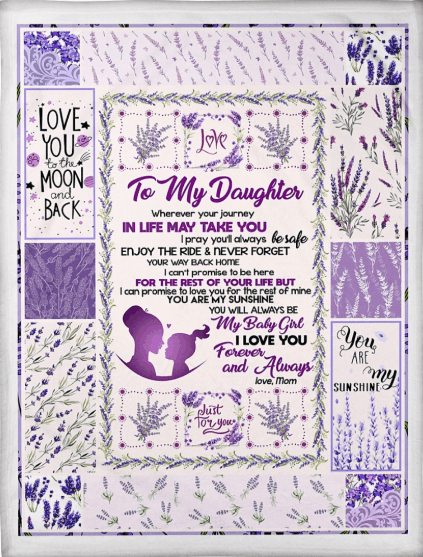 Love You To The Moon And Back Mom Gift For Daughter Fleece Blanket