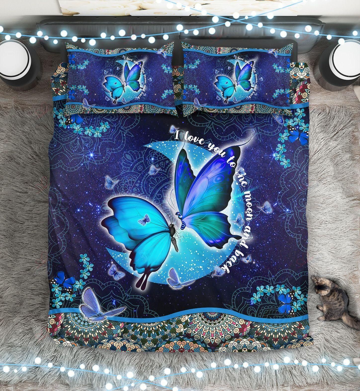 Love You To The Moon Butterfly Bedding Set