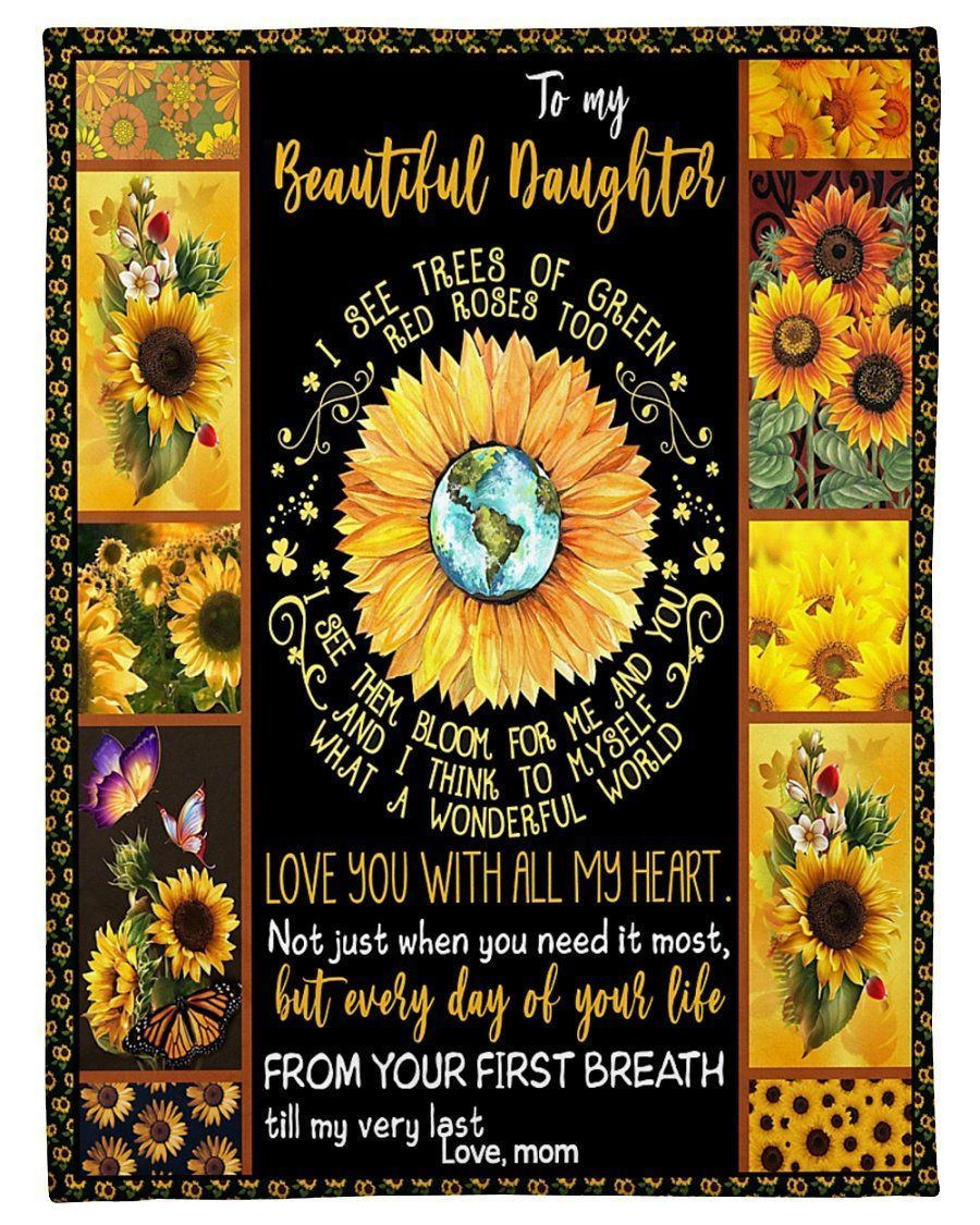 Love You With All My Heart Lovely Message Gifts For Daughters Fleece Blanket