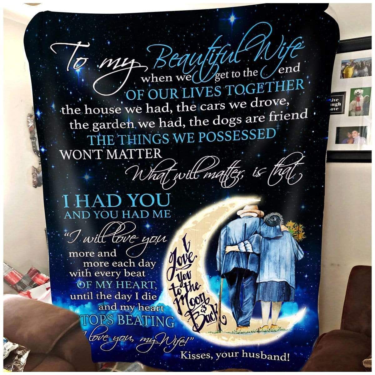 Love You With Every Beat Of My Heart Fleece Blanket Gift For Wife