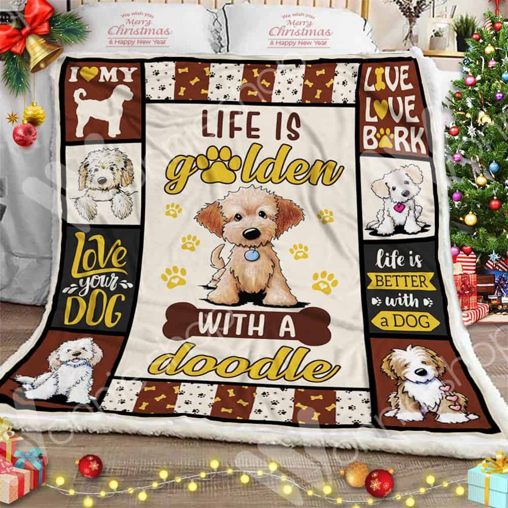 Love Your Goldendoodle Dog Sherpa Fleece Blanket