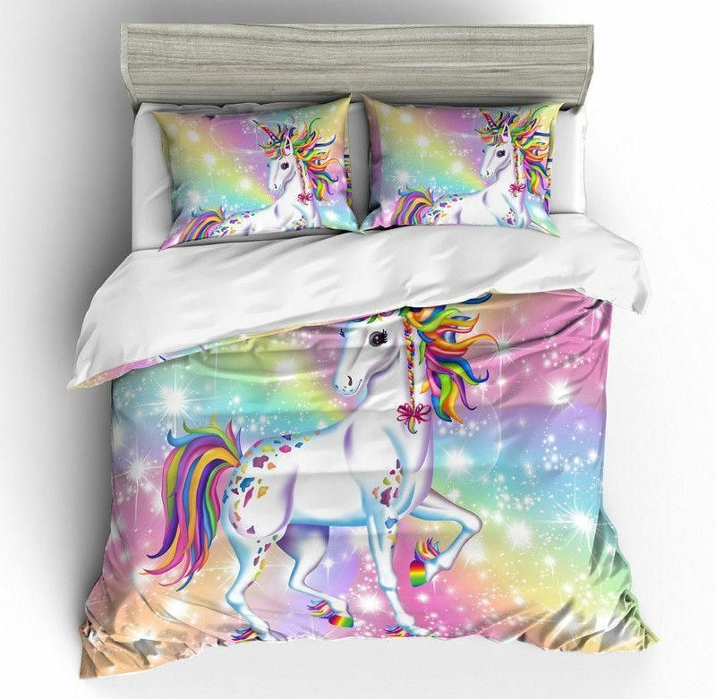 Lovely 3d Dream Rainbow Unicorn Bedding Set