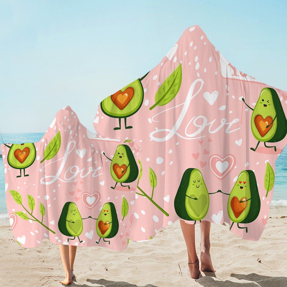 Lovely Avocado Pink Pattern Printed Hooded Towel
