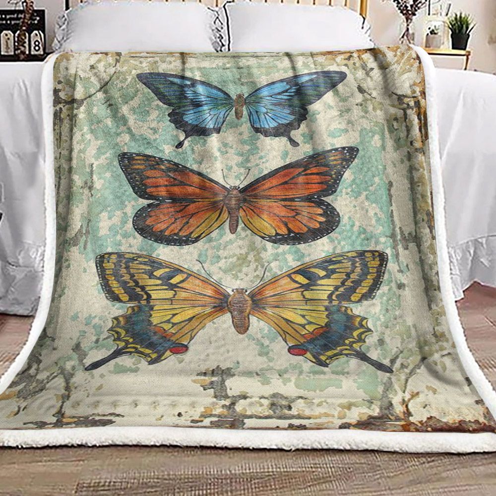 Lovely Butterfly Sherpa Fleece Blanket