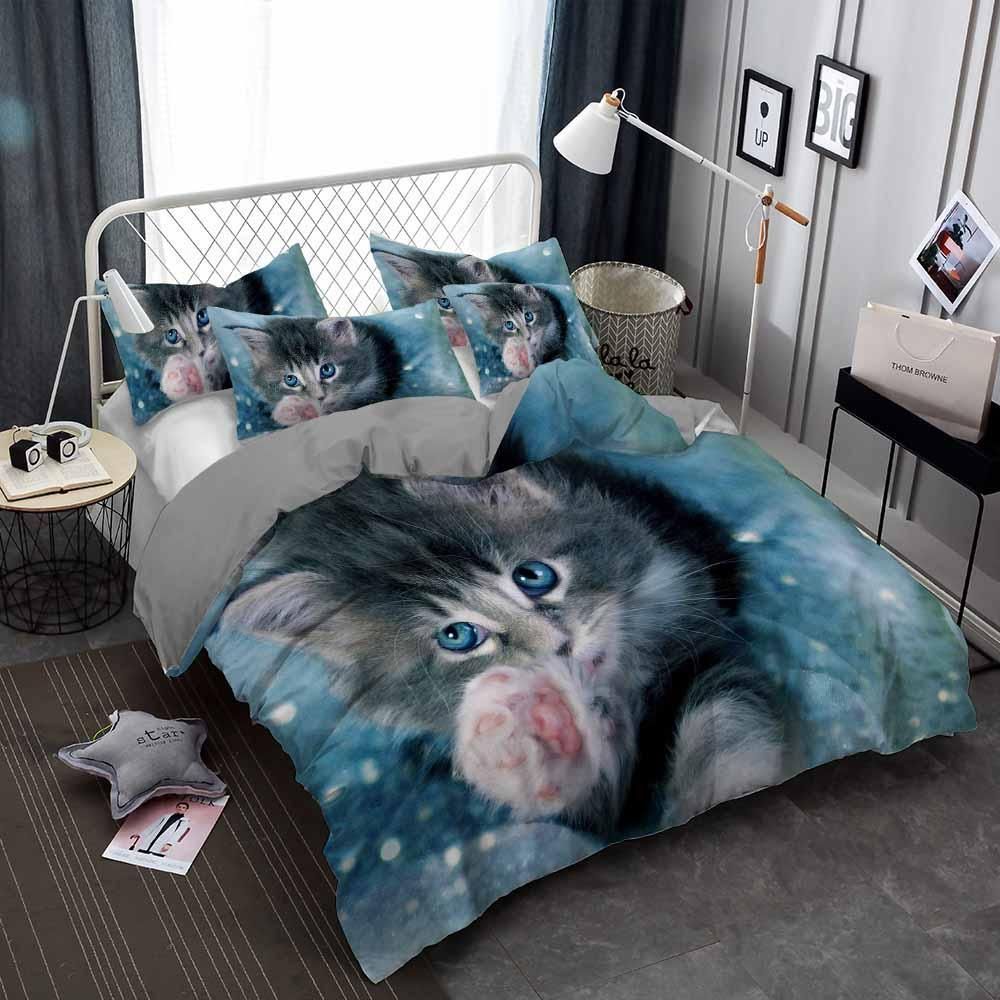Lovely Cat Blue Eyes Printed Bedding Set