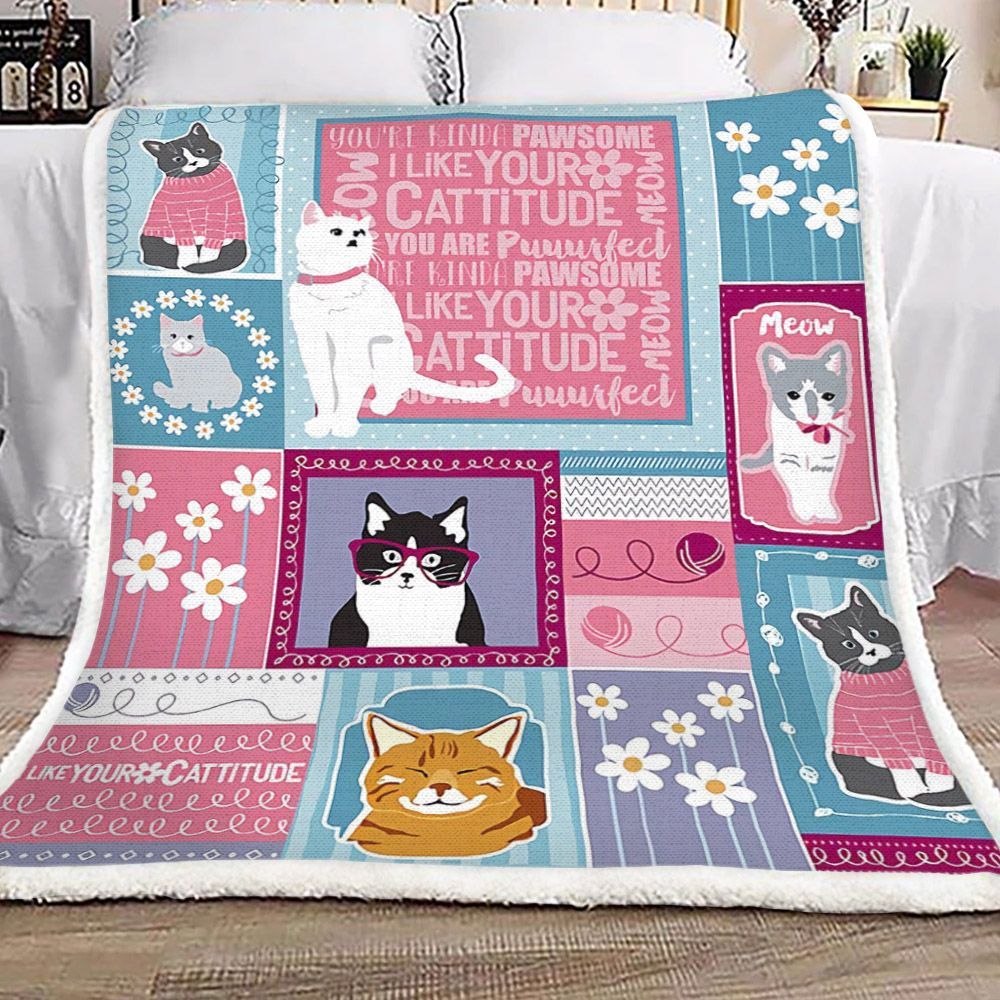 Lovely Cat Sherpa Fleece Blanket