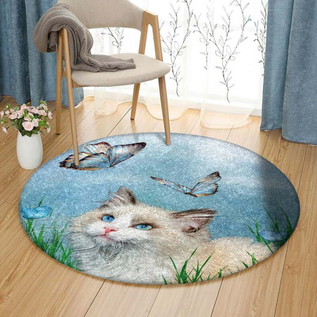 Lovely Cat Round Carpet