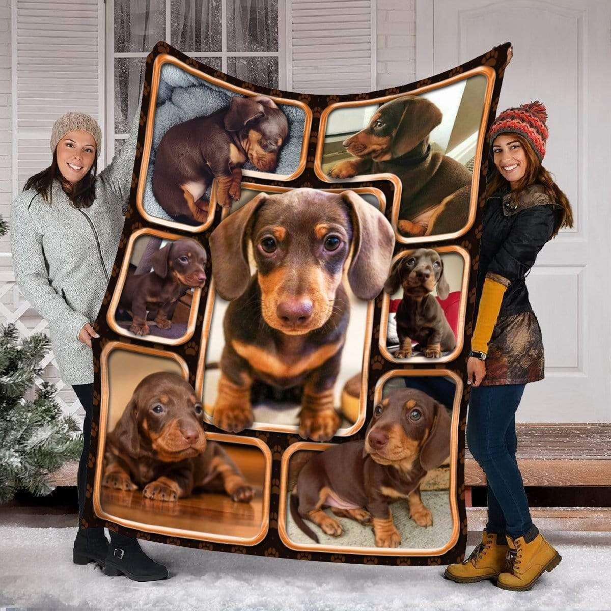Lovely Chocolate Dachshund Fleece Blanket Gift For Dog Lovers