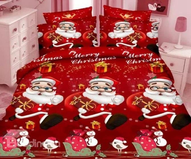 Lovely Christmas 3d Santa Claus Bedding Set