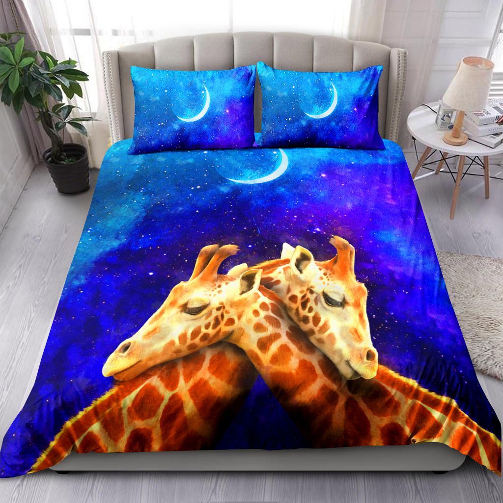 Lovely Couple Giraffe At Night Bedding Set