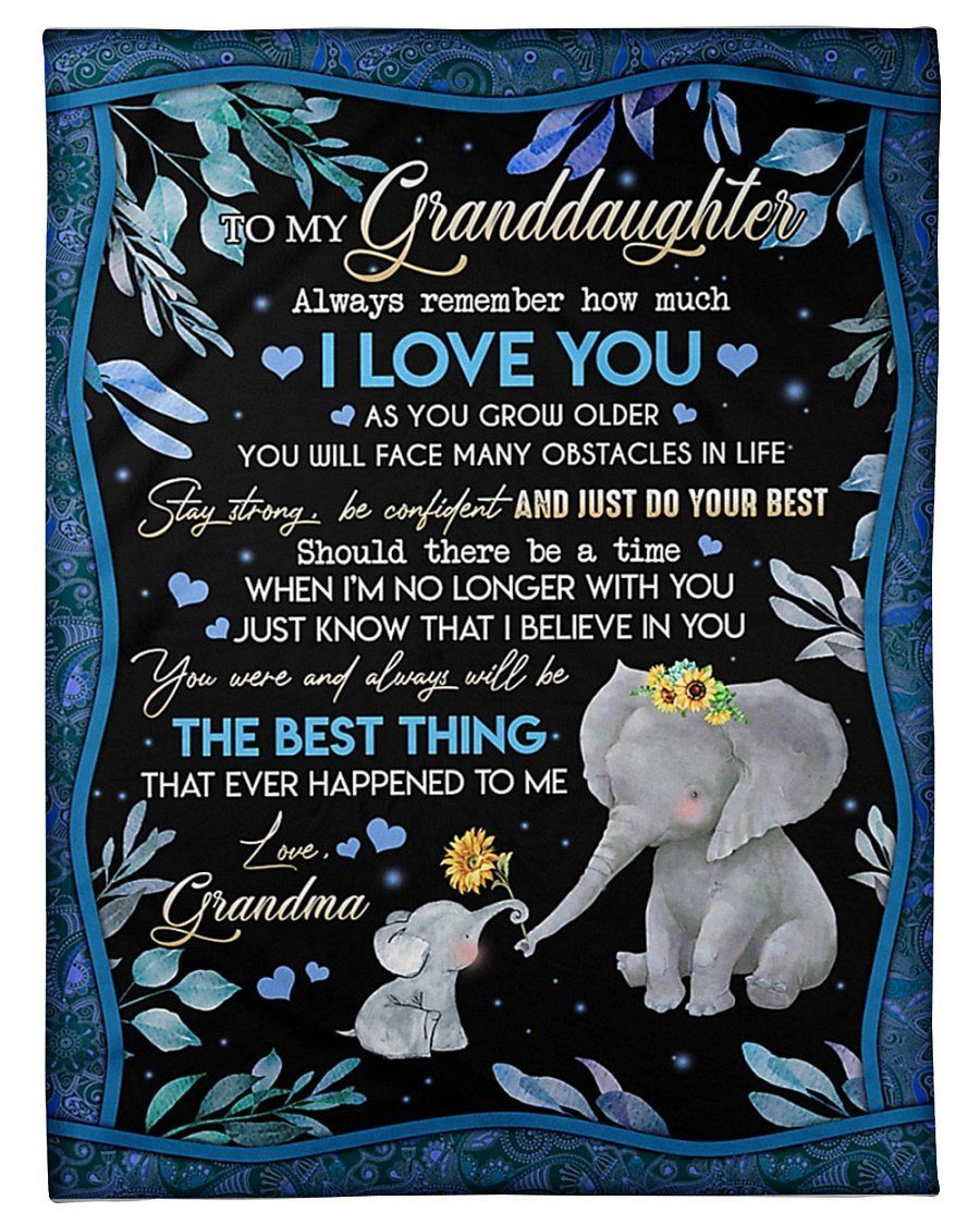 Lovely Elephants I Believe In You Grandma To Granddaughter Fleece Blanket Fleece Blanket