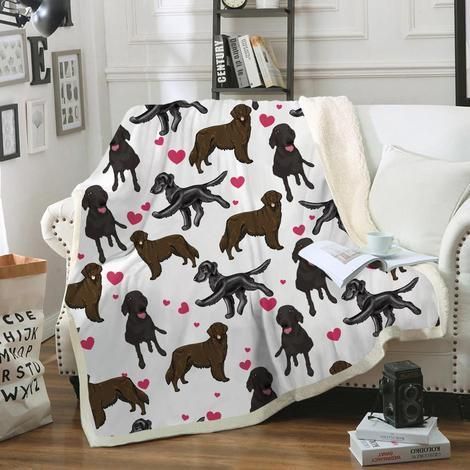 Lovely Flat Coated Retriever Sherpa Fleece Blanket