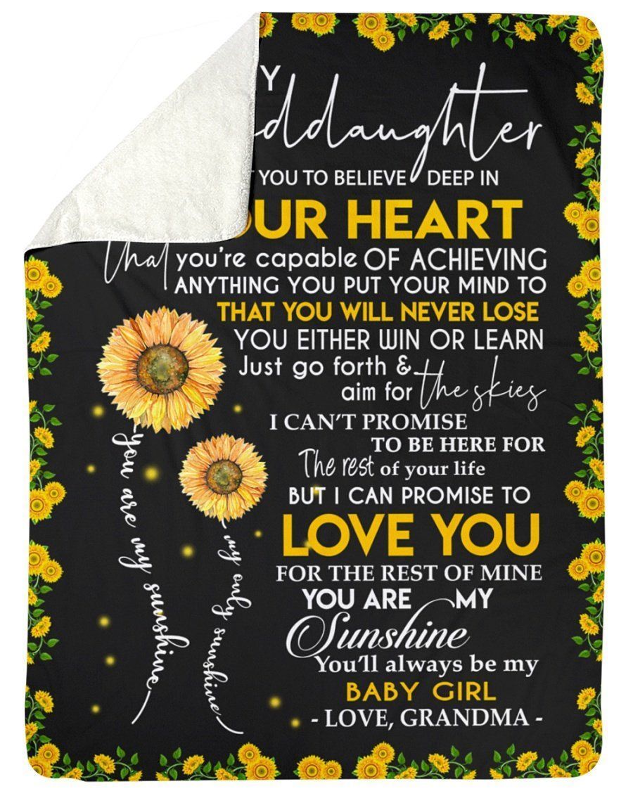 Lovely Message To Granddaughter You Are My Sunshine Gifts For Granddaughters Fleece Blanket