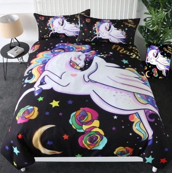 Lovely Moon Star Unicorn Bedding Set