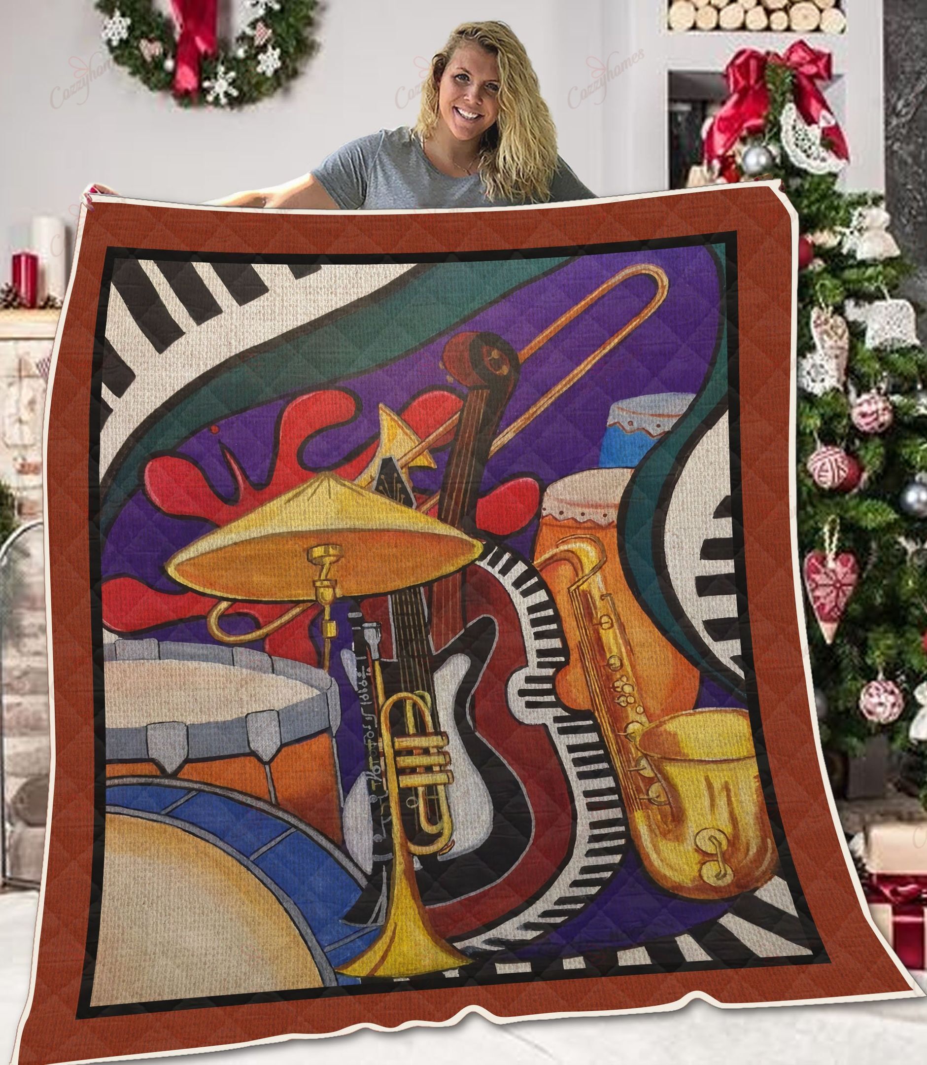 Lovely Musical Instrument Bell Guitar Piano YQ3103174CL Quilt Blanket