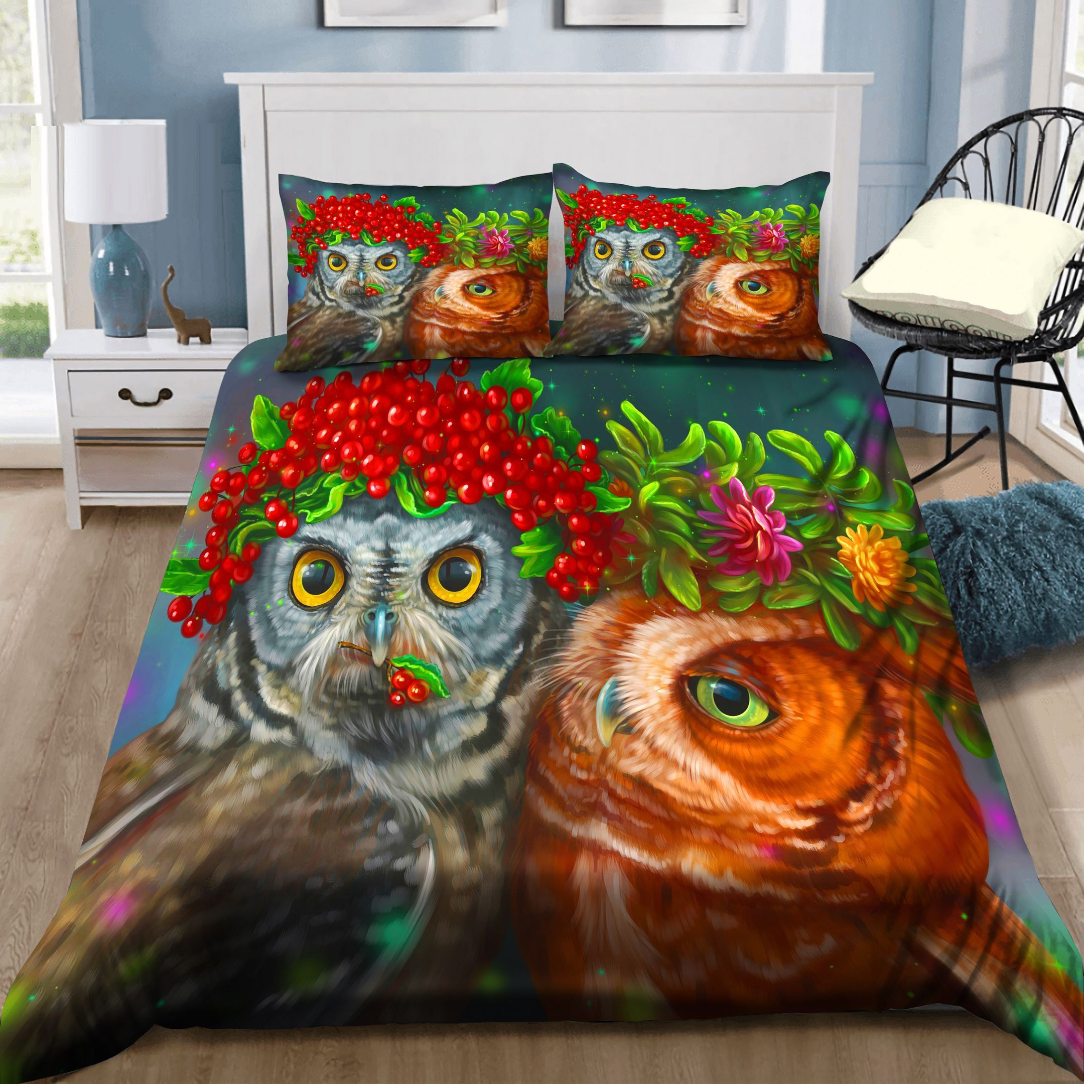 Lovely Owl Couple Bedding Set