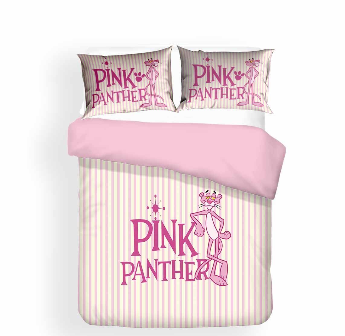 Lovely Pink Panther Stripes 3D Printed Bedding Set