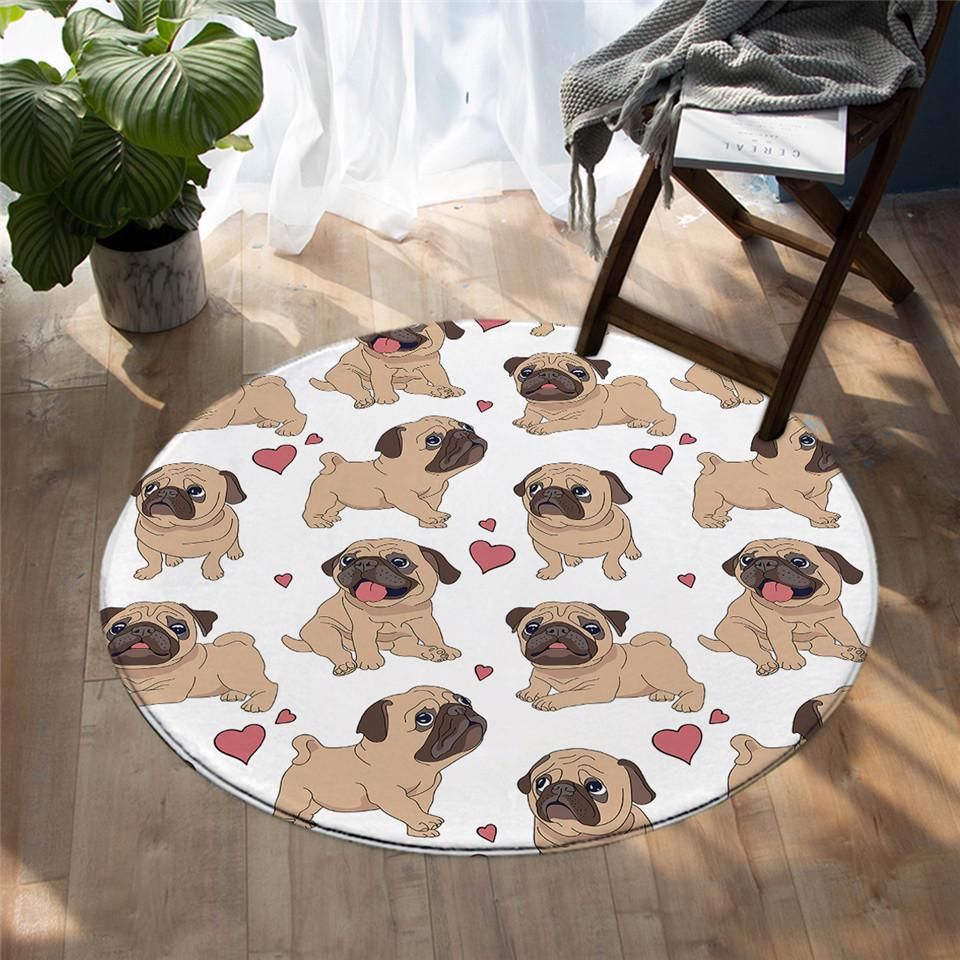 Lovely Pug Round Carpet