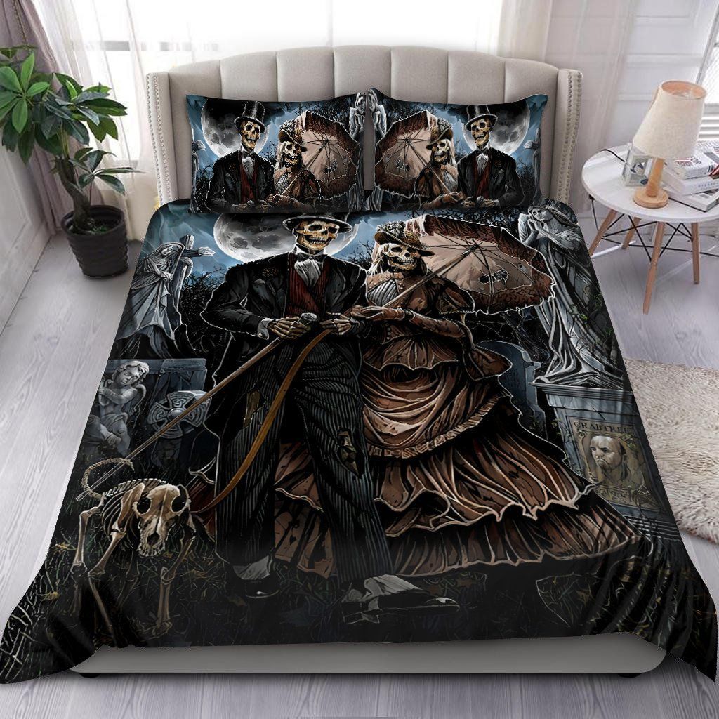 Lovely Skull Couple Day Of The Dead Bedding Set