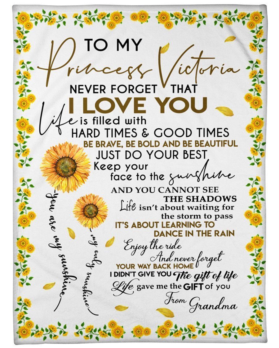 Lovely Sunflower Messages From Grandma To Princess Victoria Fleece Blanket
