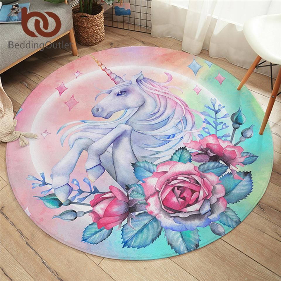 Lovely Unicorn Round Carpet